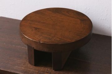 アンティーク雑貨　総ケヤキ材　味わいのある古い花台(飾り台、DIY)(R-041084)
