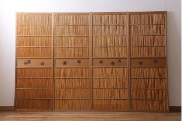 レトロ建具　昭和後期　美品!和の風情を演出してくれる御簾戸4枚セット(戸、簀戸、葭戸、夏障子、夏戸、窓、葦戸)(R-041087)