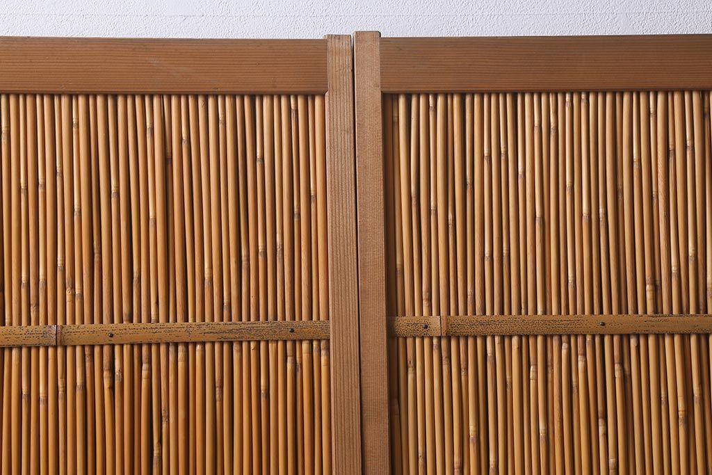 レトロ建具　昭和後期　美品!和の風情を演出してくれる御簾戸4枚セット(戸、簀戸、葭戸、夏障子、夏戸、窓、葦戸)(R-041087)