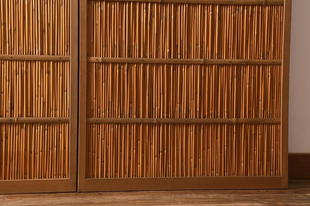 レトロ建具　昭和後期　美品!和の風情を演出してくれる御簾戸4枚セット(戸、簀戸、葭戸、夏障子、夏戸、窓、葦戸)(R-041087)
