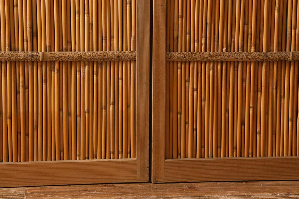 レトロ建具　昭和後期　美品!和の風情を演出してくれる御簾戸4枚セット(戸、簀戸、葭戸、夏障子、夏戸、窓、葦戸)(R-041087)