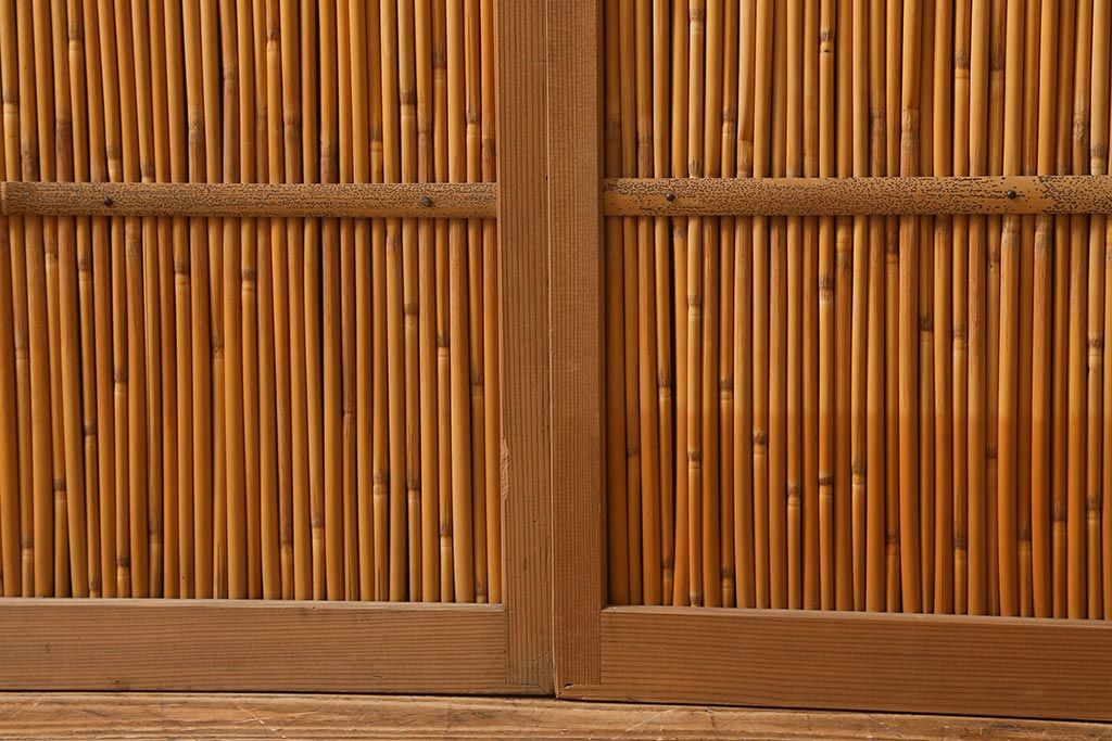 レトロ建具　昭和後期　美品!和の風情を演出してくれる御簾戸4枚セット(戸、簀戸、葭戸、夏障子、夏戸、窓、葦戸)(R-041087)
