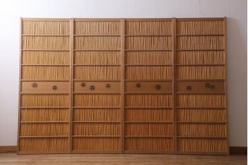 レトロ建具　昭和後期　美品!和の風情を演出してくれる御簾戸4枚セット(戸、簀戸、葭戸、夏障子、夏戸、窓、葦戸)(R-041087)