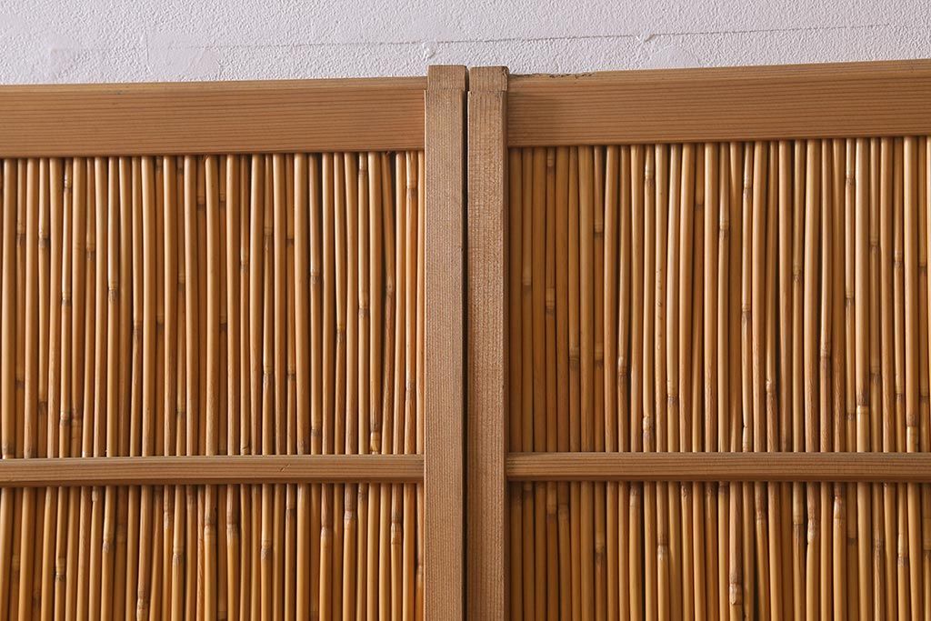 レトロ建具　昭和後期　美品!和の風情を演出してくれる御簾戸4枚セット(戸、簀戸、葭戸、夏障子、夏戸、窓、葦戸)(R-041087)