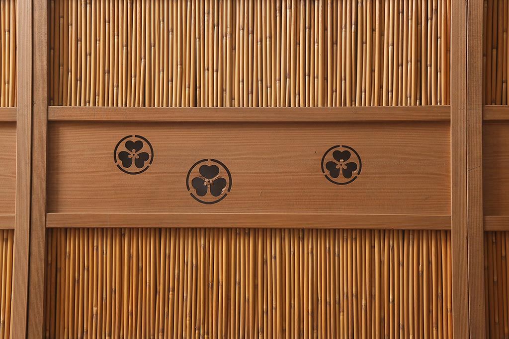 レトロ建具　昭和後期　美品!和の風情を演出してくれる御簾戸4枚セット(戸、簀戸、葭戸、夏障子、夏戸、窓、葦戸)(R-041087)
