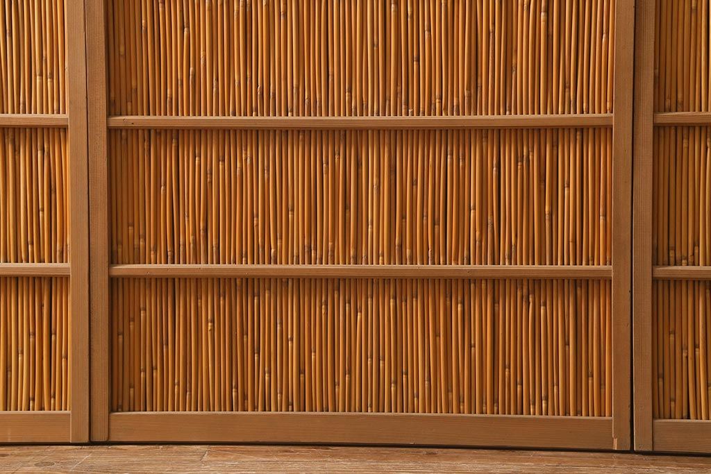 レトロ建具　昭和後期　美品!和の風情を演出してくれる御簾戸4枚セット(戸、簀戸、葭戸、夏障子、夏戸、窓、葦戸)(R-041087)