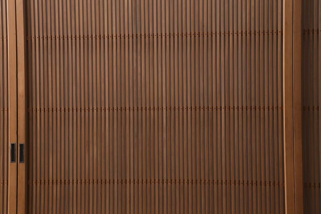 アンティーク建具　和製アンティーク　昭和中期　味わい深い木味が魅力の万本格子戸4枚セット(引き戸、建具)(R-041088)