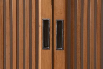 アンティーク建具　和製アンティーク　昭和中期　味わい深い木味が魅力の万本格子戸4枚セット(引き戸、建具)(R-041088)