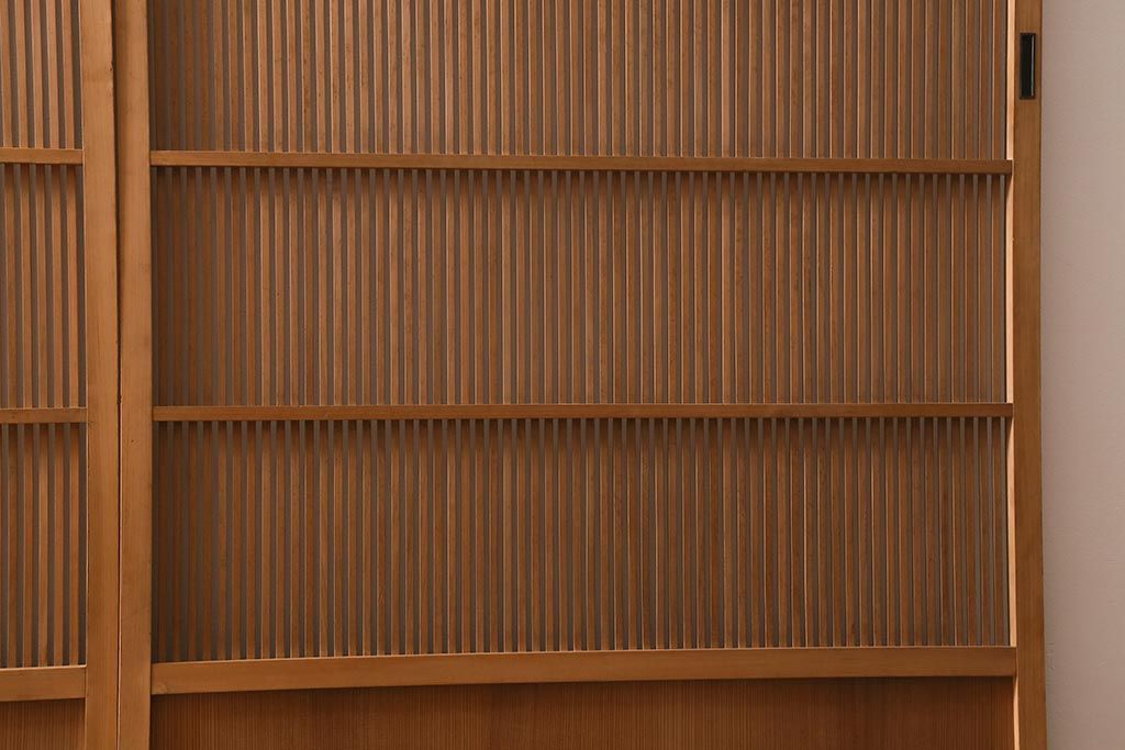 アンティーク建具　和製アンティーク　昭和中期　味わい深い木味が魅力の万本格子戸4枚セット(引き戸、建具)(R-041088)