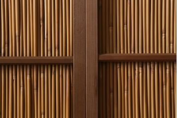 ビンテージ建具　和の風情を演出する御簾戸2枚セット(簾戸、簀戸、葭戸、夏障子、夏戸、葦戸)(R-041089)