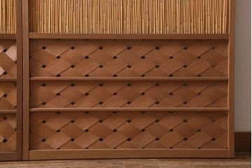 ビンテージ建具　和の風情を演出する御簾戸2枚セット(簾戸、簀戸、葭戸、夏障子、夏戸、葦戸)(R-041089)