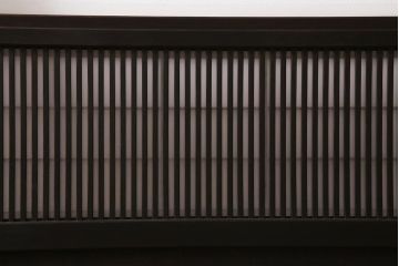 アンティーク建具　和製アンティーク　昭和中期　裏障子付き　深みのある色合いが風情漂う格子戸2枚セット(引き戸、建具)(R-041092)