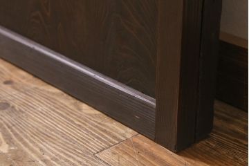 アンティーク建具　和製アンティーク　昭和中期　裏障子付き　深みのある色合いが風情漂う格子戸2枚セット(引き戸、建具)(R-041092)
