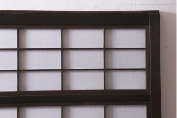 アンティーク建具　和製アンティーク　昭和中期　裏障子付き　深みのある色合いが風情漂う格子戸2枚セット(引き戸、建具)(R-041092)