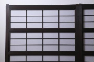アンティーク建具　和製アンティーク　大正昭和初期　裏障子付き　和モダンな空間におすすめな万本格子戸3枚セット(引き戸、建具)(R-041093)