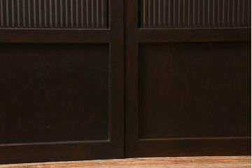 アンティーク建具　和製アンティーク　大正昭和初期　裏障子付き　和モダンな空間におすすめな万本格子戸3枚セット(引き戸、建具)(R-041093)