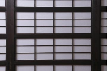 アンティーク建具　和製アンティーク　大正昭和初期　裏障子付き　和モダンな空間におすすめな万本格子戸3枚セット(引き戸、建具)(R-041093)