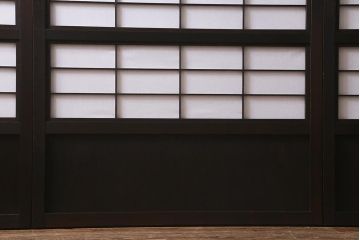 アンティーク建具　和製アンティーク　大正昭和初期　裏障子付き　和モダンな空間におすすめな万本格子戸3枚セット(引き戸、建具)(R-041093)