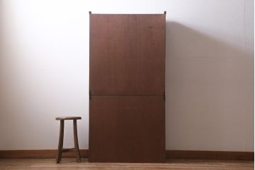 アンティーク家具　昭和初期　前面ヒノキ材　モールガラス入り　レトロな重ね戸棚(収納棚、引き出し、キャビネット)(R-041094)