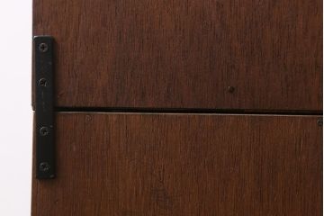 アンティーク家具　昭和初期　前面ヒノキ材　モールガラス入り　レトロな重ね戸棚(収納棚、引き出し、キャビネット)(R-041094)