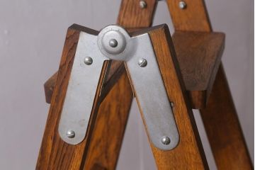 アンティーク雑貨　樫(カシ)材　レトロなステップラダー(脚立、はしご、梯子)(R-041098)