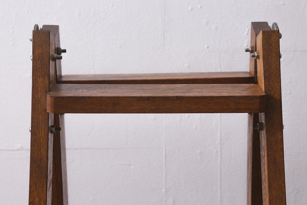 アンティーク雑貨　樫(カシ)材　レトロなステップラダー(脚立、はしご、梯子)(R-041098)