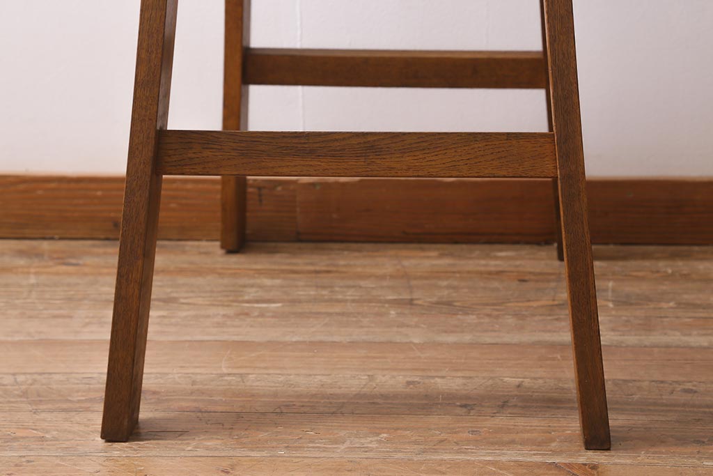 アンティーク雑貨　樫(カシ)材　レトロなステップラダー(脚立、はしご、梯子)(R-041098)