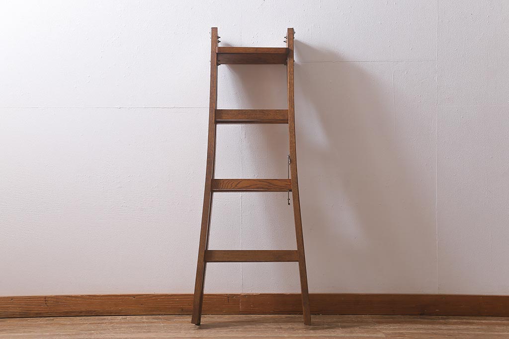 アンティーク雑貨　樫(カシ)材　レトロなステップラダー(脚立、はしご、梯子)(R-041098)