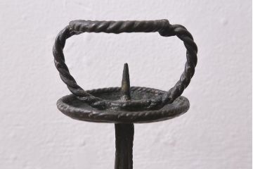 アンティーク雑貨　古民具・骨董　江戸〜明治　龍船唐人　古銅燭台一対(R-041105)