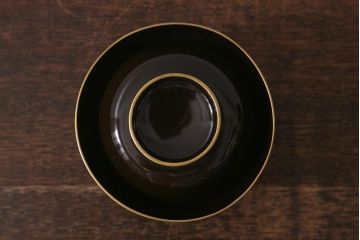 アンティーク雑貨　大正昭和初期　箱付き　輪島塗　極上本堅地お膳・お椀セット(木製漆器、和食器)(R-041106)