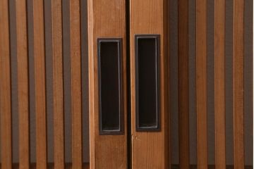 アンティーク建具　和製アンティーク　昭和中期　味わい深い木味が魅力の万本格子戸2枚セット(引き戸、建具)(R-041107)