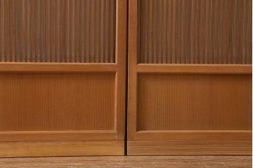 アンティーク建具　和製アンティーク　昭和中期　味わい深い木味が魅力の万本格子戸2枚セット(引き戸、建具)(R-041107)