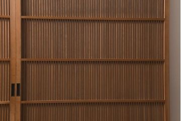 アンティーク建具　和製アンティーク　昭和中期　味わい深い木味が魅力の万本格子戸2枚セット(引き戸、建具)(R-041107)