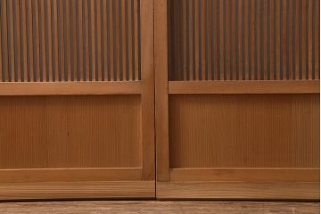 アンティーク建具　和製アンティーク　昭和中期　味わい深い木味が魅力の万本格子戸2枚セット(引き戸、建具)(R-041107)