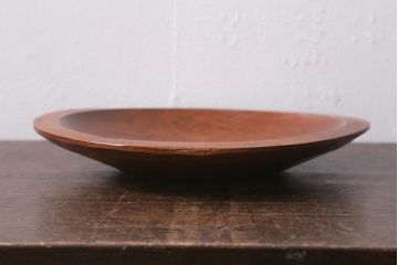 中古　共箱付き　河面冬山　蒔絵　桃　菓子器(木製漆器)(R-041108)