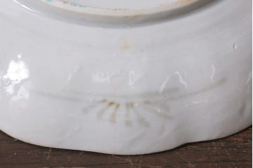 アンティーク雑貨　古民具・骨董　明治期　山水図　色絵七寸皿4枚セット(染付皿、中皿、和食器)(R-041110)