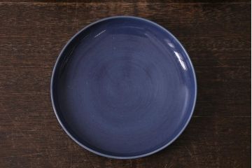 アンティーク雑貨　古民具・骨董　江戸期　古伊万里　瑠璃釉六寸皿3枚セット(和食器、中皿)(R-041111)