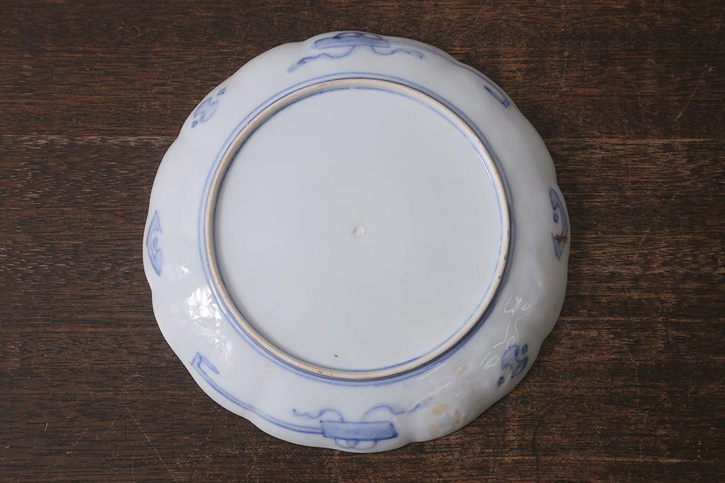 アンティーク雑貨　古民具・骨董　明治期　伊万里焼　色絵七寸皿3枚セット(和食器、中皿)(R-041115)