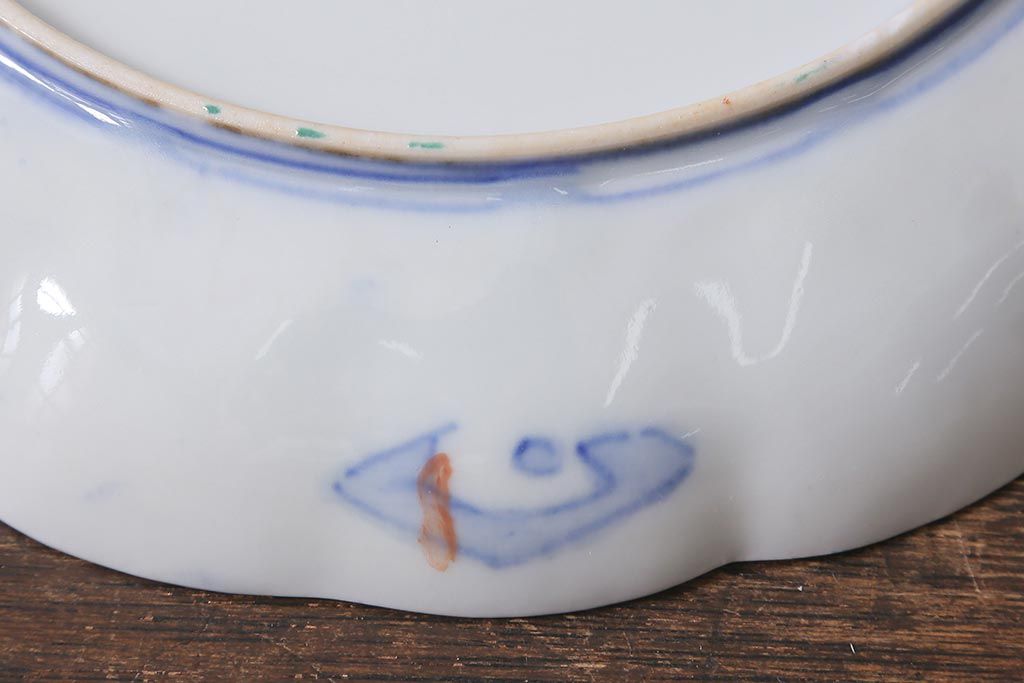 アンティーク雑貨　古民具・骨董　明治期　伊万里焼　色絵七寸皿3枚セット(和食器、中皿)(R-041115)