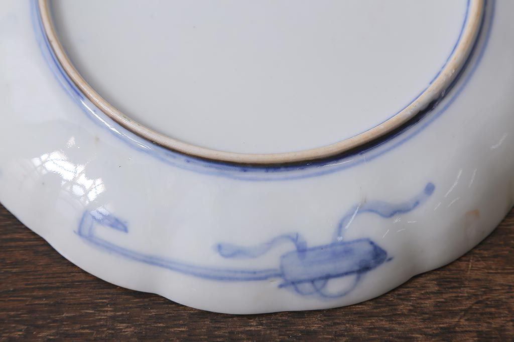 アンティーク雑貨　古民具・骨董　明治期　伊万里焼　色絵七寸皿3枚セット(和食器、中皿)(R-041116)