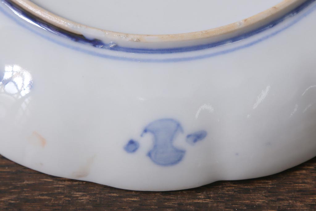 アンティーク雑貨　古民具・骨董　明治期　伊万里焼　色絵七寸皿3枚セット(和食器、中皿)(R-041116)