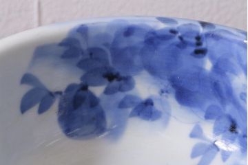 アンティーク雑貨　古民具・骨董　明治大正期　染付深鉢(深皿、和食器)(R-041117)