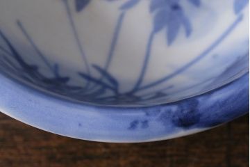 アンティーク雑貨　古民具・骨董　明治大正期　染付深鉢(深皿、和食器)(R-041117)