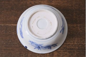 アンティーク雑貨　古民具・骨董　明治大正期　染付深鉢(深皿、和食器)(R-041117)