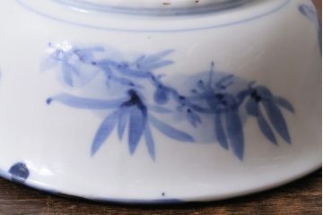 アンティーク雑貨　古民具・骨董　明治大正期　染付深鉢(深皿、和食器)(R-041117)