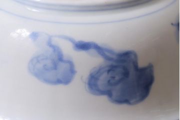 アンティーク雑貨　古民具・骨董　明治大正期　染付深鉢(深皿、和食器)(R-041117)