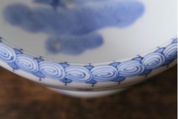 アンティーク雑貨　古民具・骨董　明治期　伊万里焼　染付杯洗(盃洗、フルーツボウル、コンポート、和食器)(R-041118)