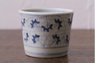 アンティーク雑貨　古民具・骨董　江戸後期　伊万里　染付　蕎麦猪口2個セット(そば猪口、そばちょこ)(R-041121)