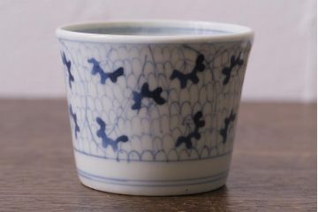 アンティーク雑貨　古民具・骨董　江戸後期　伊万里　染付　蕎麦猪口2個セット(そば猪口、そばちょこ)(R-041121)