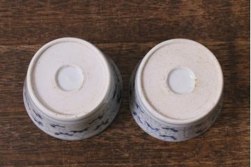アンティーク雑貨　古民具・骨董　江戸後期　伊万里　染付　蕎麦猪口2個セット(そば猪口、そばちょこ)(R-041121)